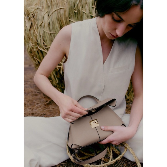 NWT Polene Mokki Mini EDITION TAUPE Gray Small Satchel Handbag Crossbody Purse - Picture 10 of 12